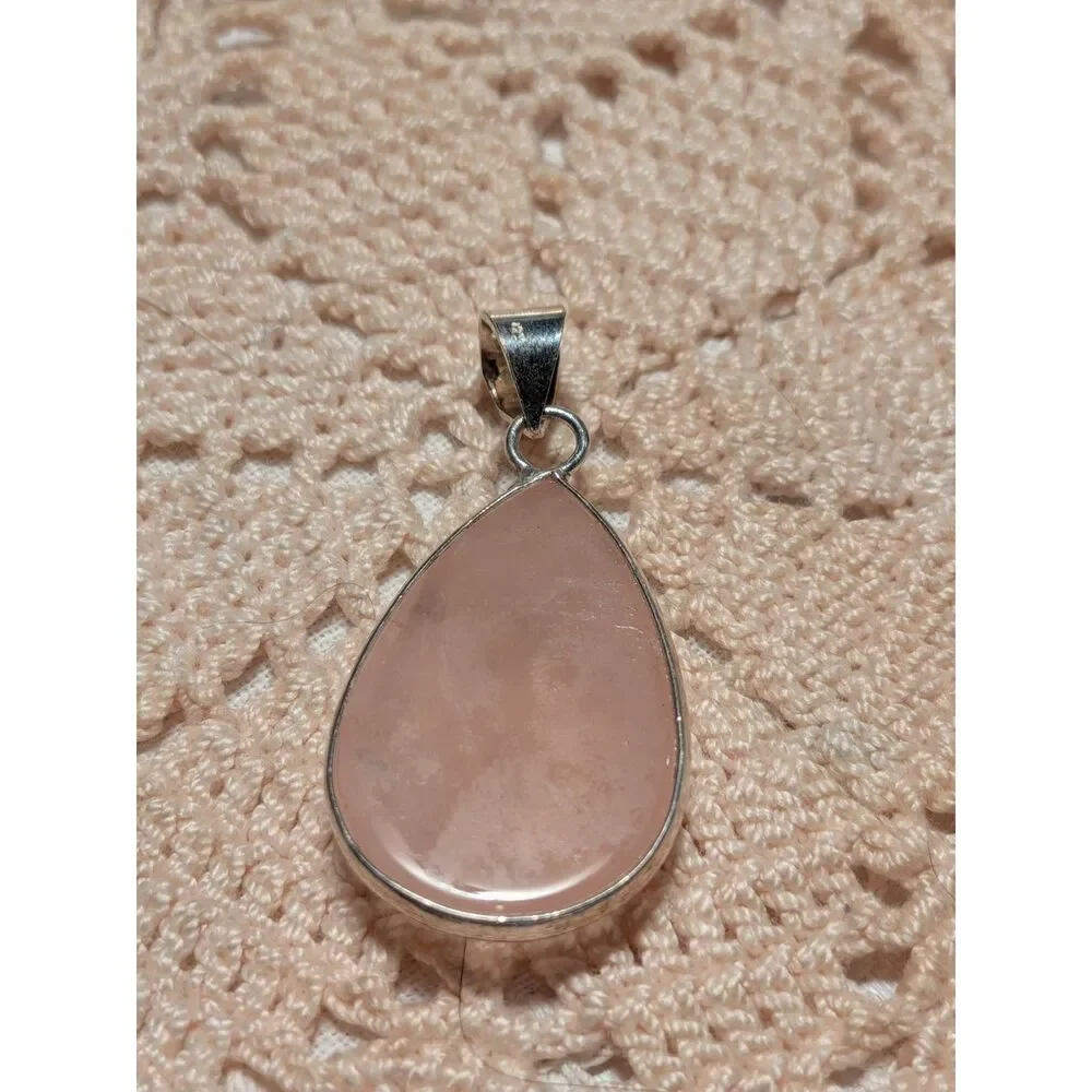 Rose Quartz Pendant 925 Sterling Silver